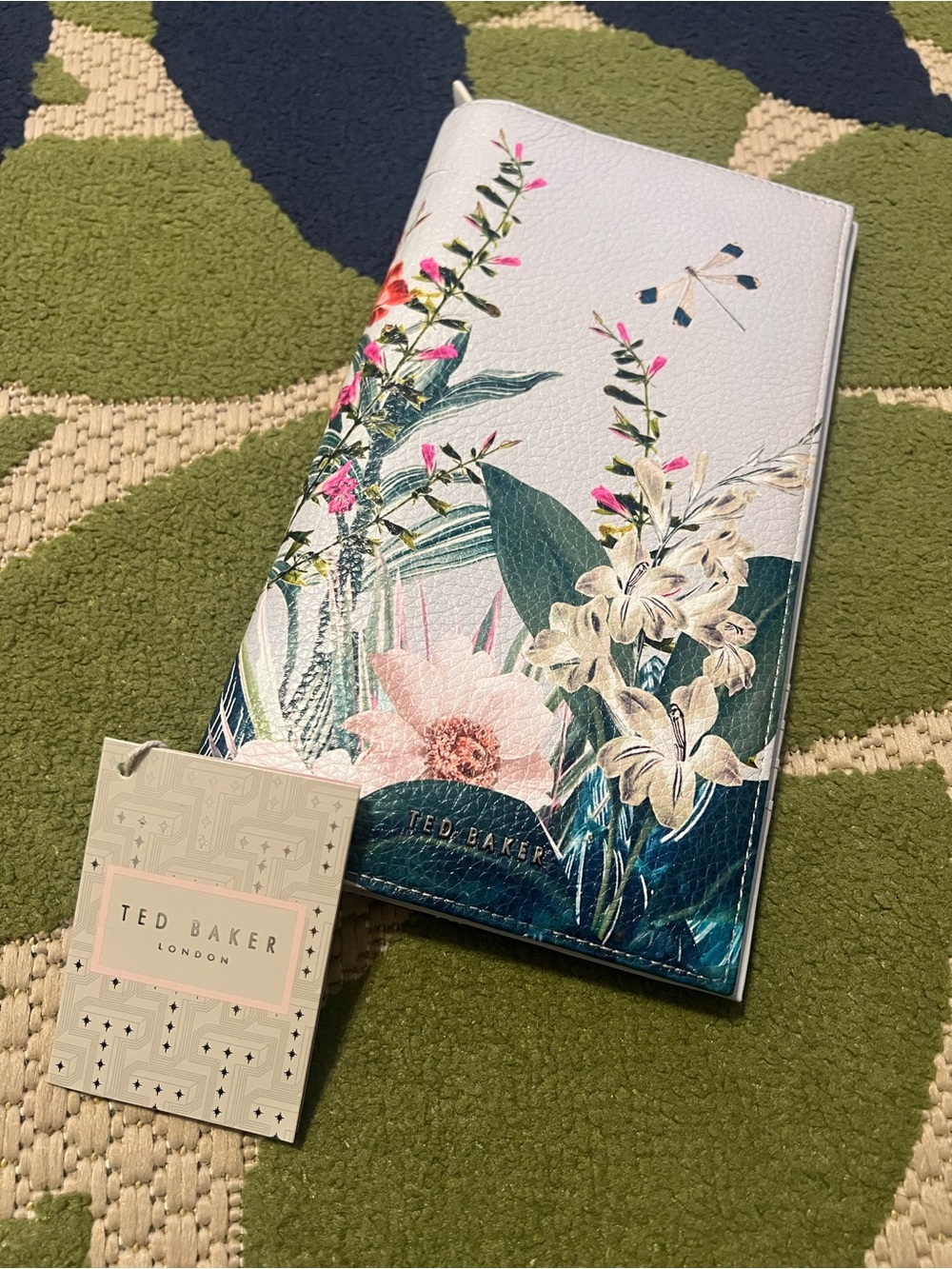 Ted Baker White Floral Faux-Leather Passport Holder/Clutch